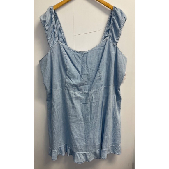 Old Navy Women's‎ Plus 4X Fit & Flare Puff-Sleeve Smocked Jean Mini Dress - Picture 4 of 8